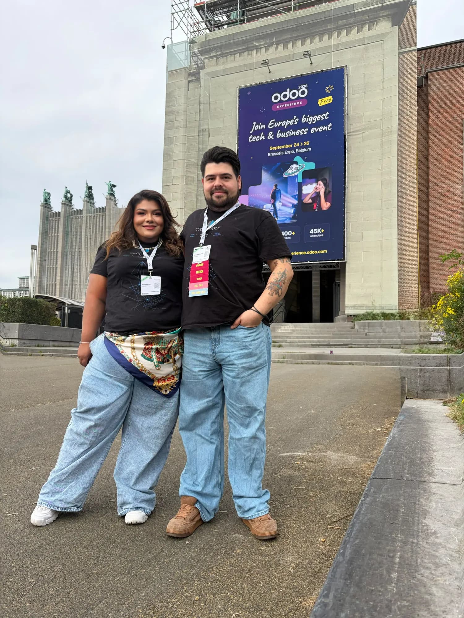 Andrea Ochoa y Amadeo Molina en representación de CODE CASTLE en Odoo Experience 2026, Bruselas.