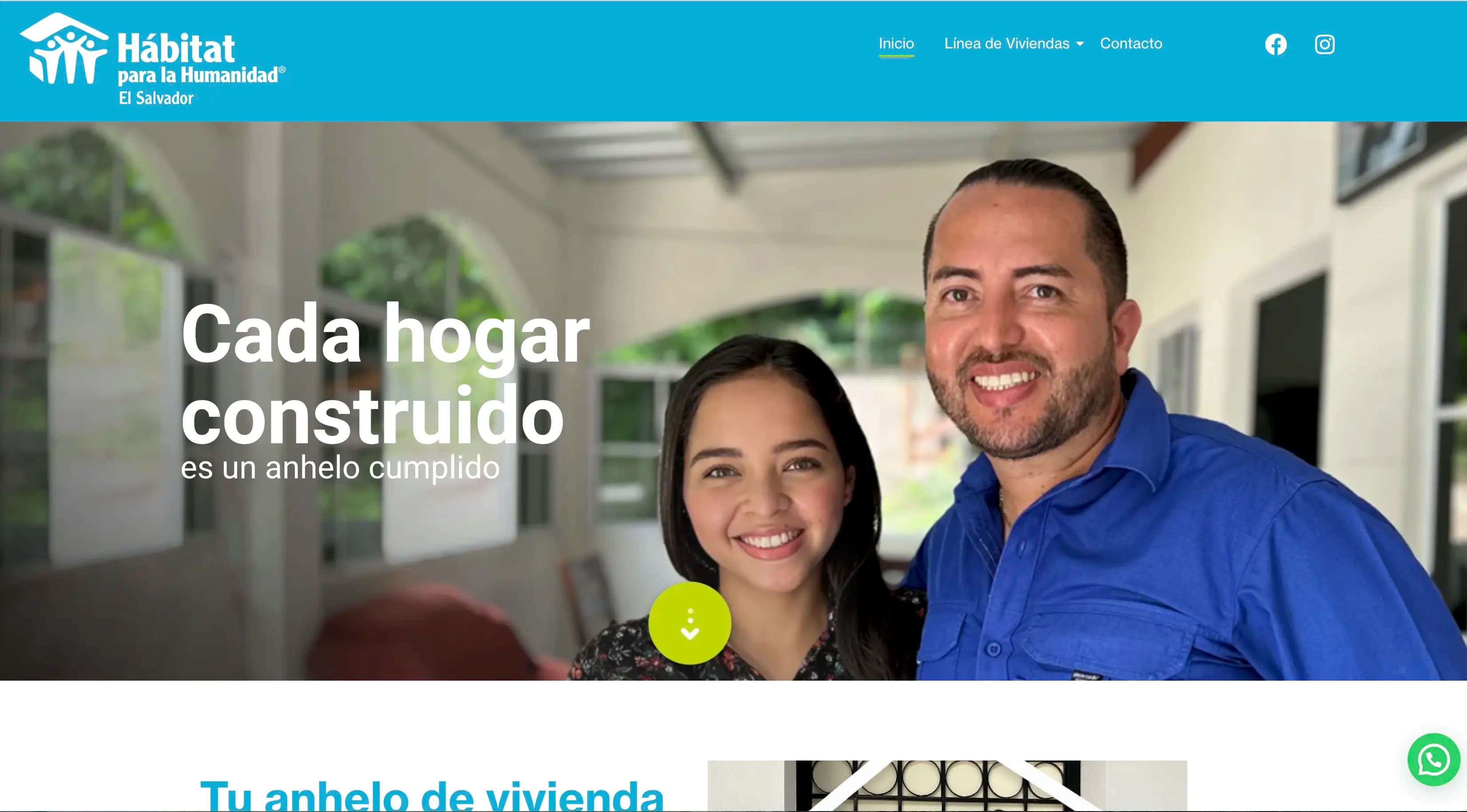 Housing models website delivered for Habitat for Humanity El Salvador, on a desktop screen.